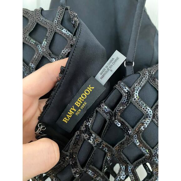 Ramy Brook Elegant Black Mesh Midi Dress - Picture 6 of 6